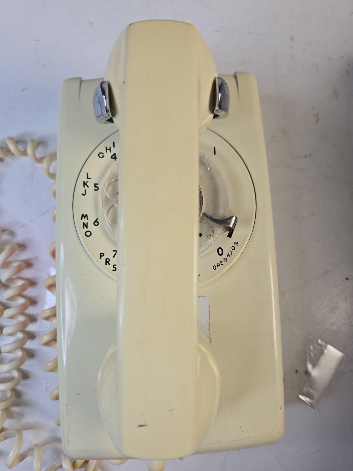 Vtg Rotary Phone Bell System Western Electric 554 Ivory Wall Mount Telephone