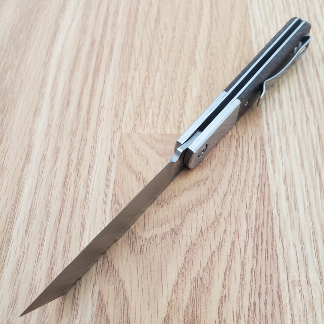 Queen Large Barlow Folding Knife Bohler M390 Steel Blade Brown Micarta Handle