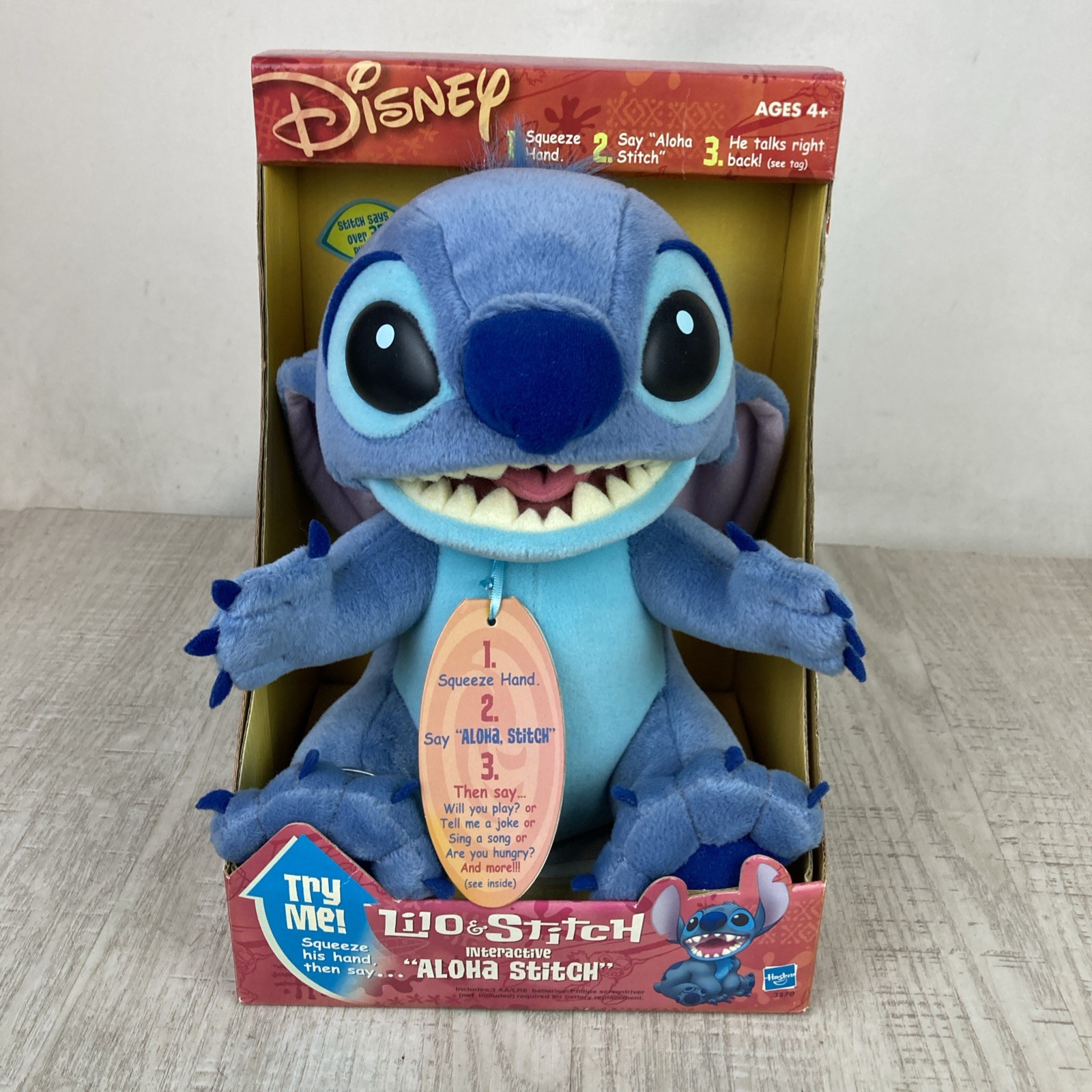 Vintage 2002 Hasbro Interactive Aloha Stitch Plush Disney Lilo & Stitch Works