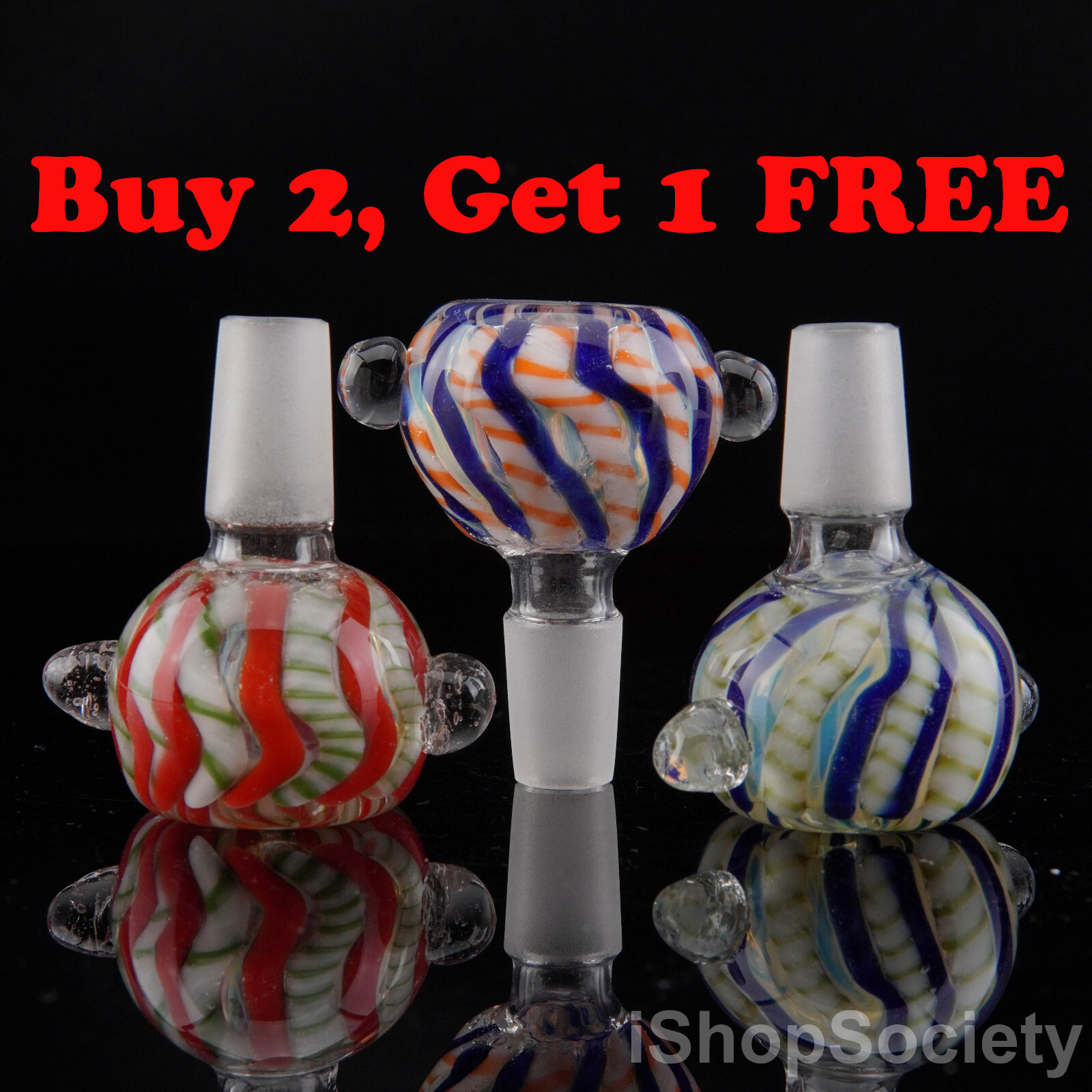 Ribbon Glass Slide Bowl 14mm Water Pipe Hookah Head Piece Thick Bowl – P770