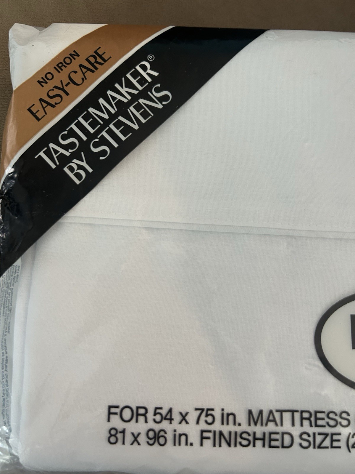 VTG Tastemaker By Stevens Full Size Flat Sheet White NOS Sealed Easy Care 54×75″