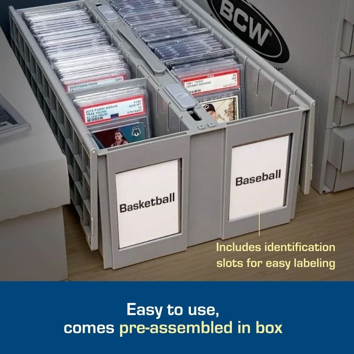 BCW Graded Card Bin 2 Row Gray Long Term Storage Box Hold PSA BGS SGC CSG Slabs
