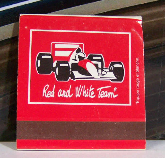 Rare Vintage Matchbook Cover S2 Red & White Team Racing Car Novotel Austria Fran