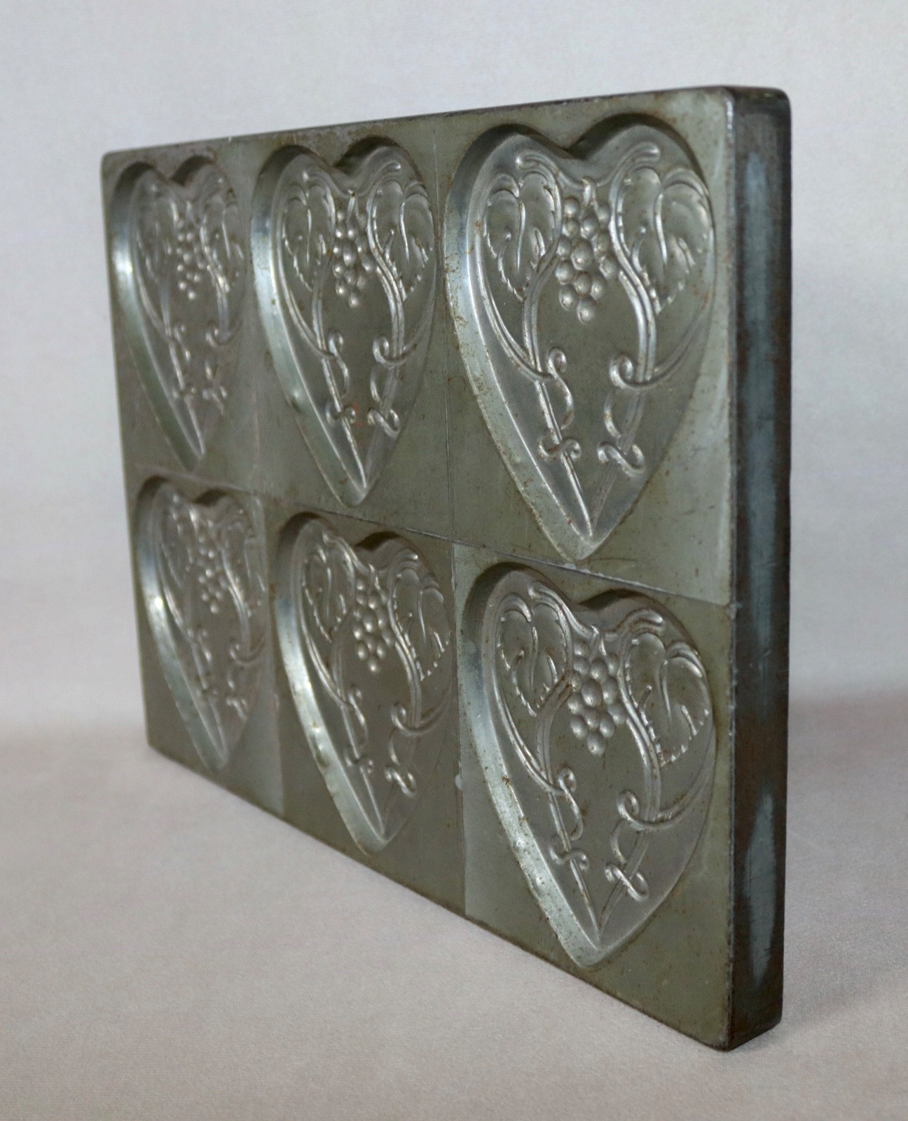 Heart With Grape Cluster & Vines 6 Chocolate Candy Metal Mold