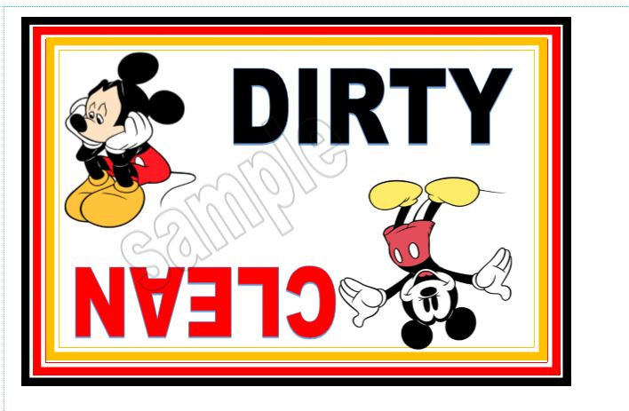 XL Disney inspired Mickey Mouse dishwasher magnet clean dirty sign indicator