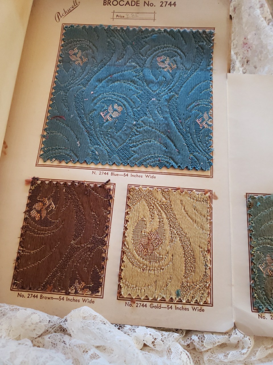 Antique Upholstery Fabrics Sample Book #2, The Pickwell Line, Chicago, Illinois