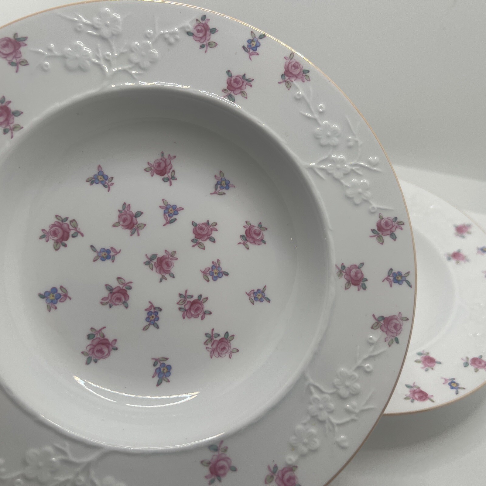 CHARLENE By Copeland Spode, TWO RIMMED SOUP BOWLS 8” HAND NUMBERED + SIGNED RARE