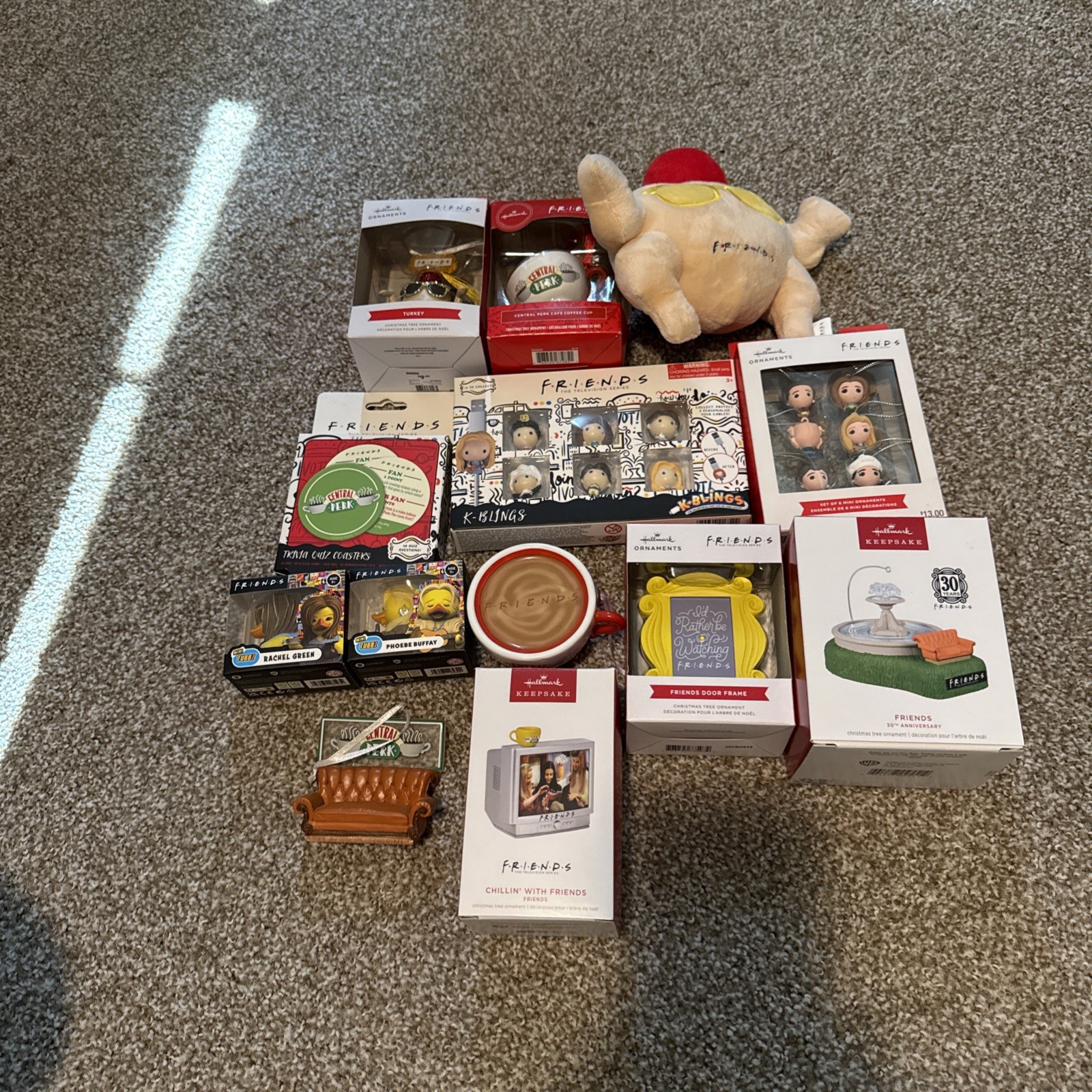 Various Lot Of 13 Friends Ornaments, Trivia, K-Blings And Dog Toy