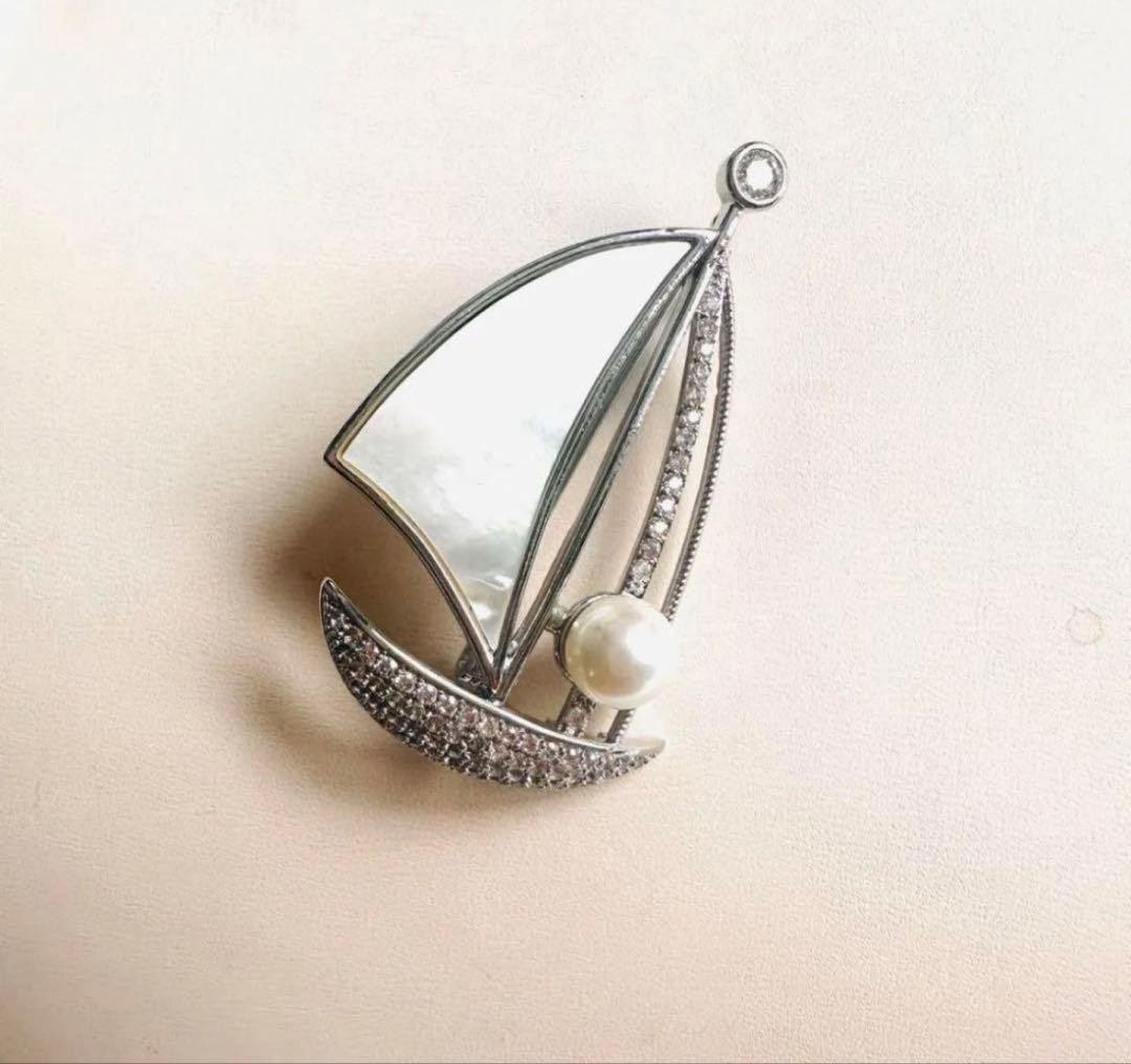 Akoya Pearl Brooch & Pendant 7mm Genuine Shell Yacht Ship Used