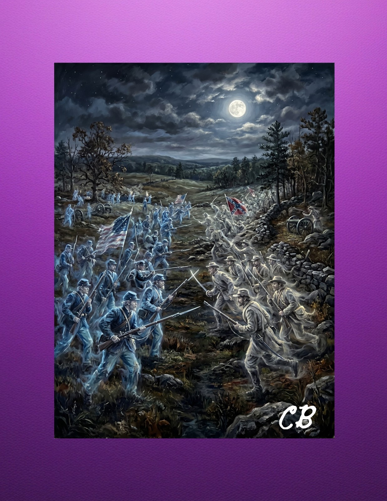 Civil War Battlefield Ghosts | ACEO Giclee Print | Haunted History Oil Style