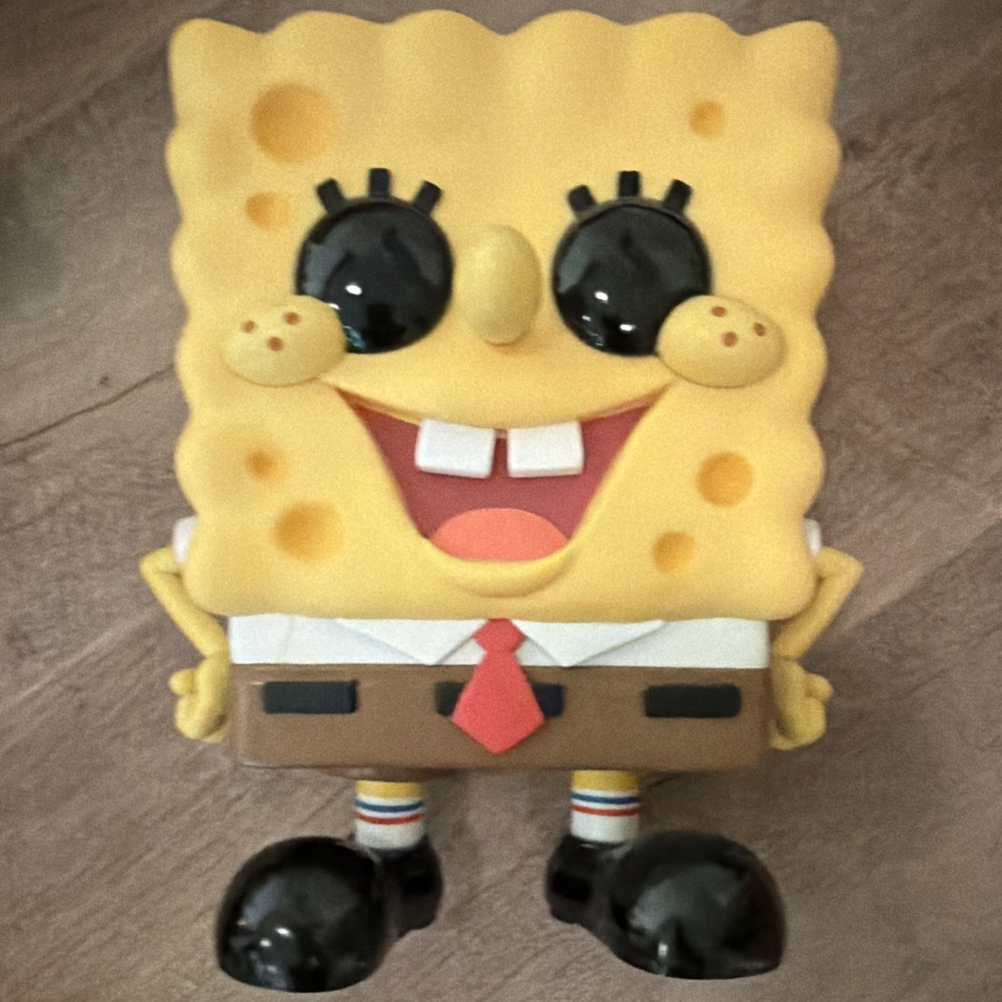 SpongeBob SquarePants Black & White Eyes Figure, Yellow Plastic Cartoon, 1 Pack