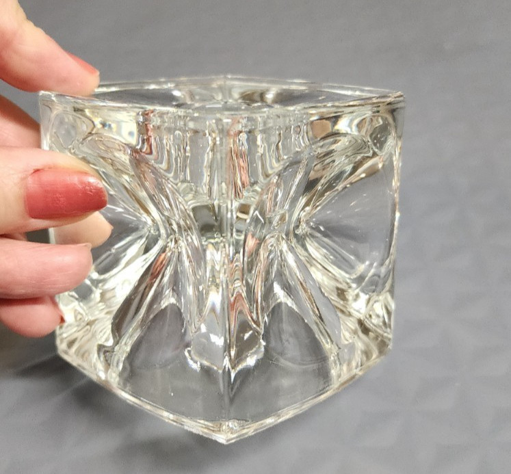 Peill & Putzler (?) Candlestick Ice Cube Glass Candle Holder beautiful