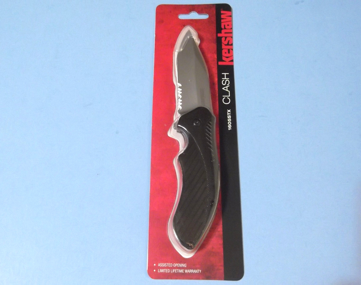 Kershaw 1605ST CLASH Black part serrate assisted linelock knife 4 3/8″ closed
