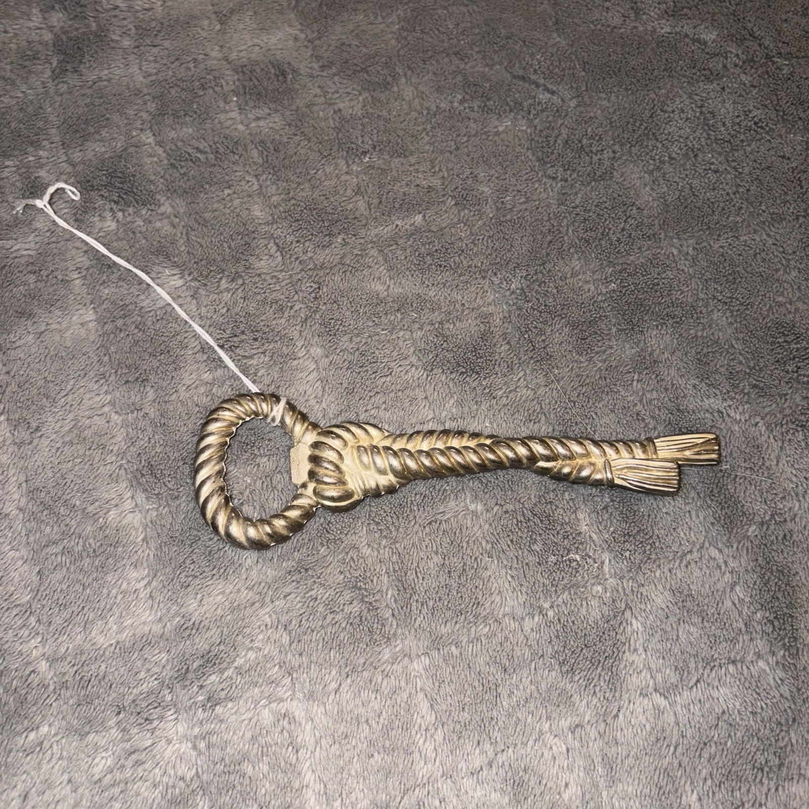VTG Steel Brass & Silver Color Braided Rope & Knot Handle Bottle & Can Opener