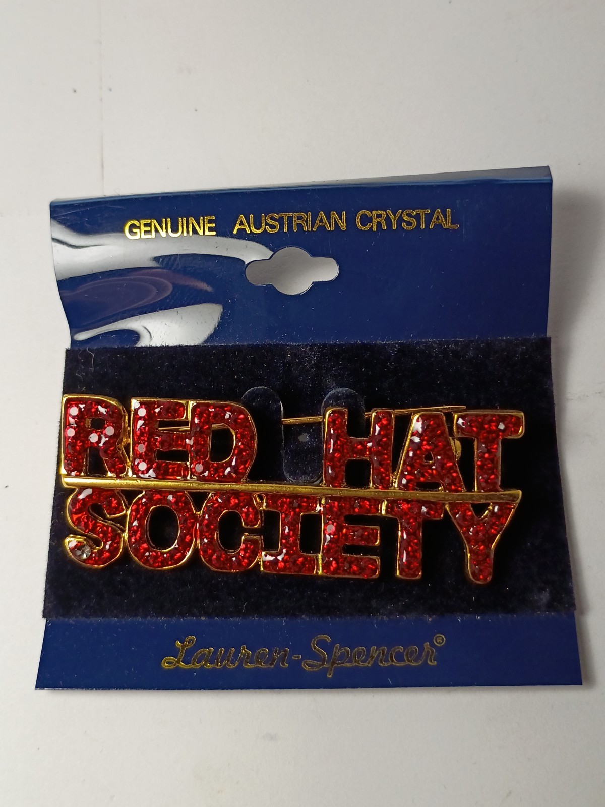 Vintage 2002 Red Hat Society Rhinestone Studded Membership Women’s Pin Brooch
