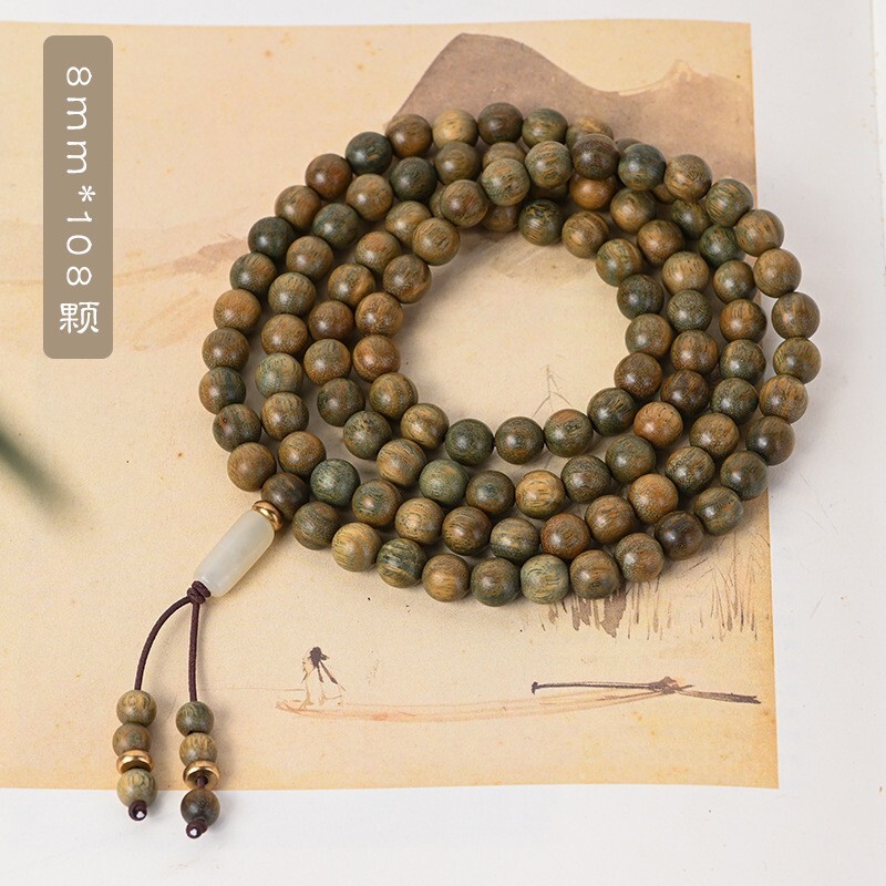Green Sandalwood Wrist Mala 8MM 108 Beads Prayer Bead Bracelet Necklace Stretch2