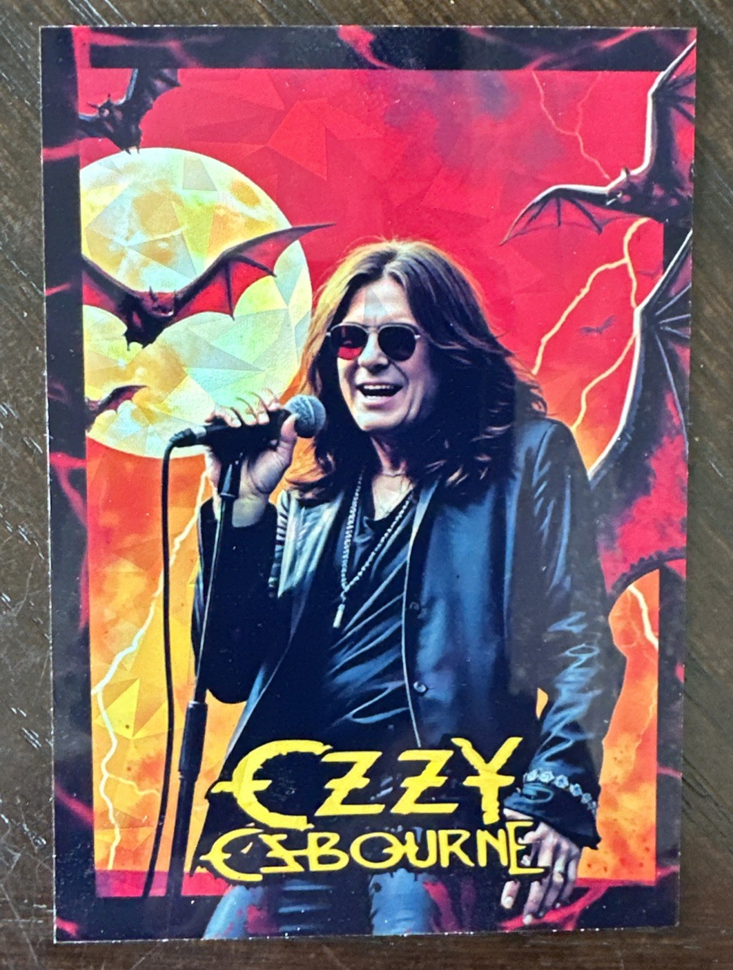 🦇🎸OZZY OSBOURNE Red Cracked Ice Full Moon Refractor Card #COLLECTORSXT!!!🎸🦇