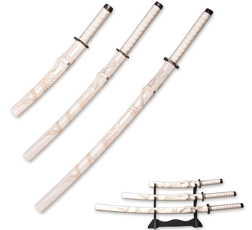 【FLAW】Japanese Samurai Sword 3PC set,1060 Carbon Steel Katana FullTang,4 options