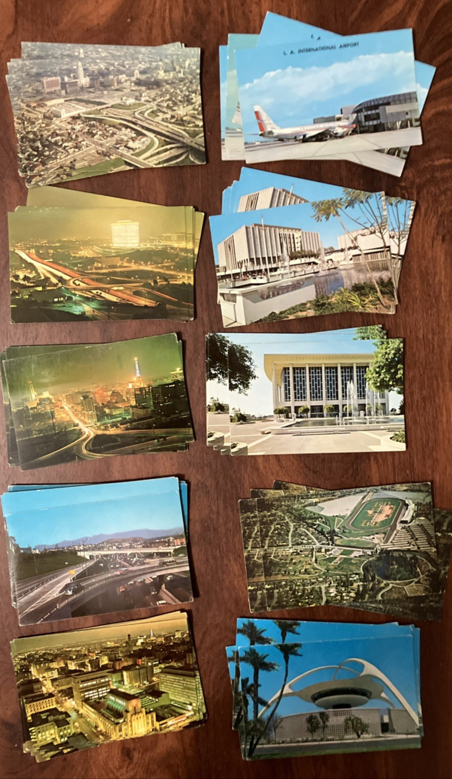 10 vintage postcard lot (mid 1900’s); California CA Los Angeles Aerial, Freeways