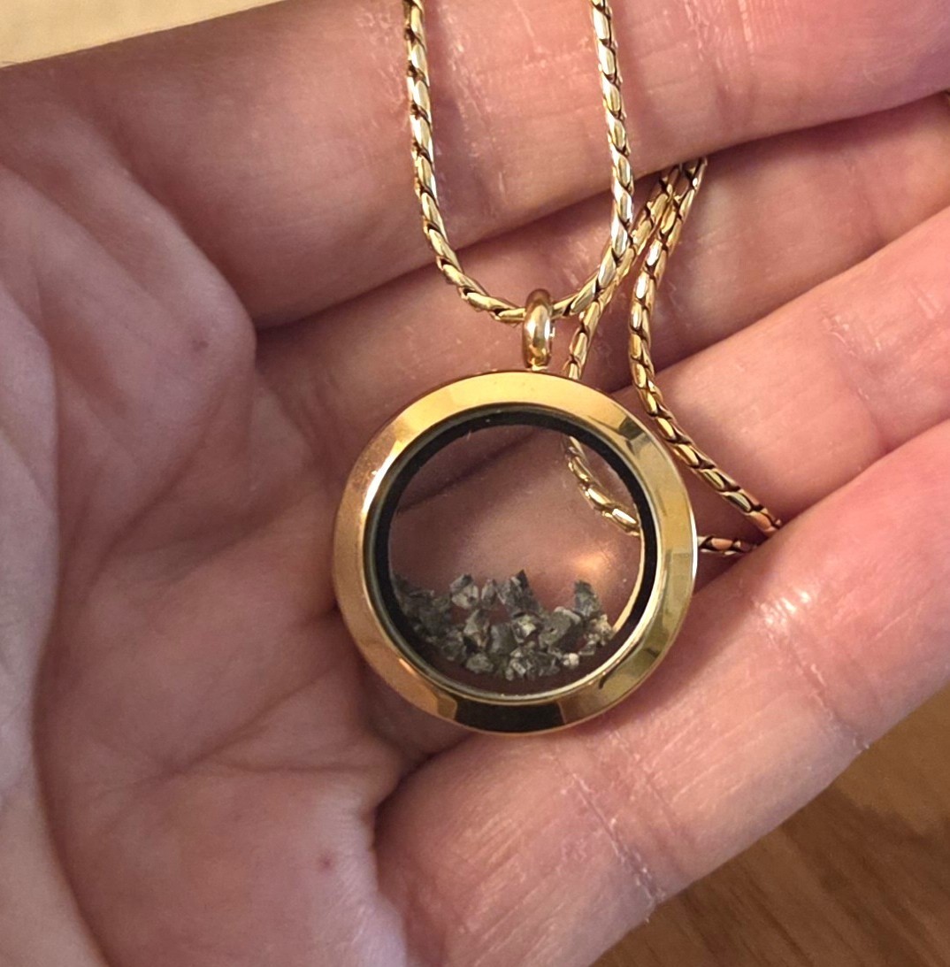 Gold Moon Rock Locket, Lunar Meteorite Necklace Jewelry With Authenticity Card