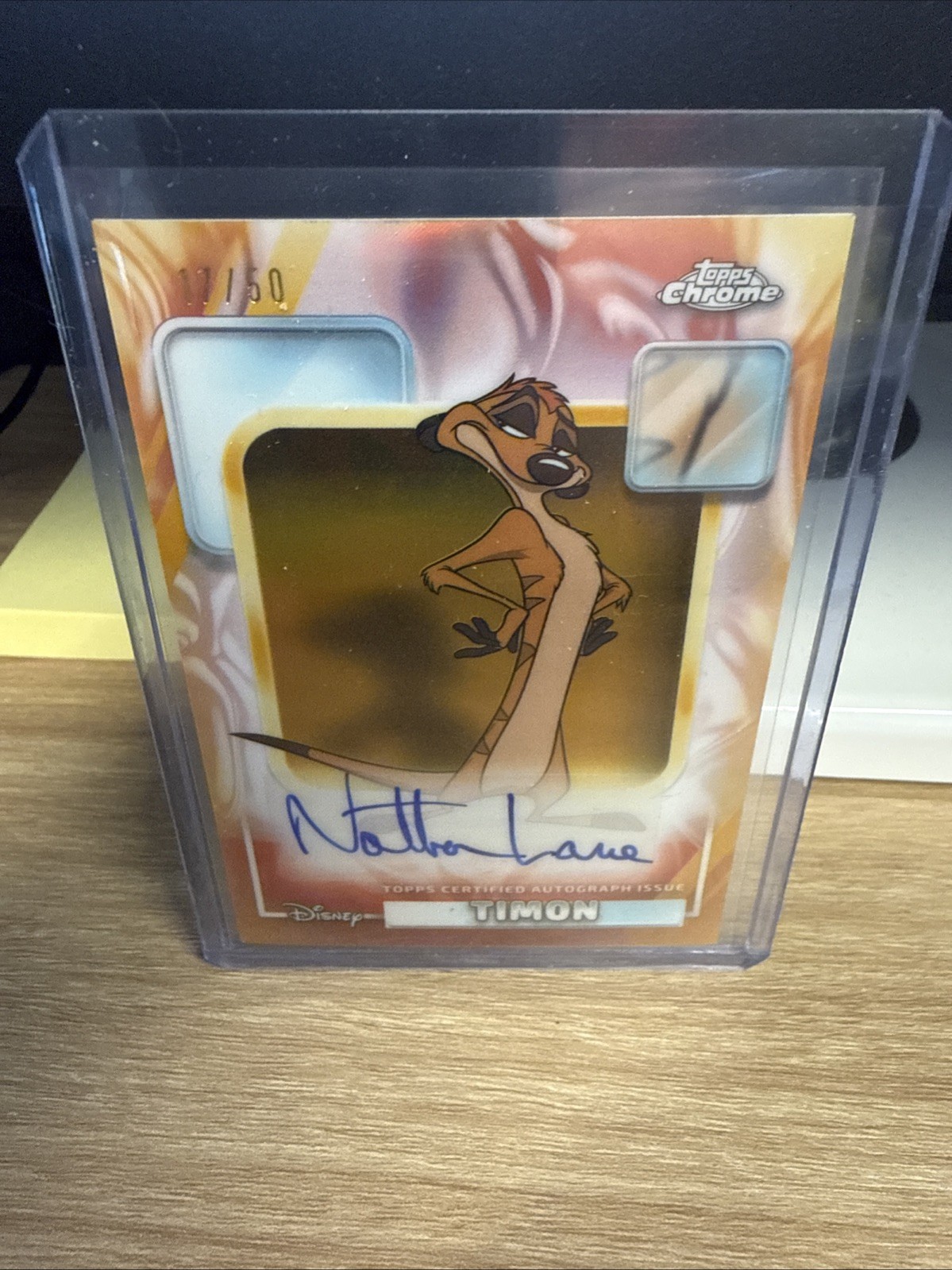2026 Topps Chrome Disney Lion King TIMON Nathan Lane Gold Refractor Auto /50