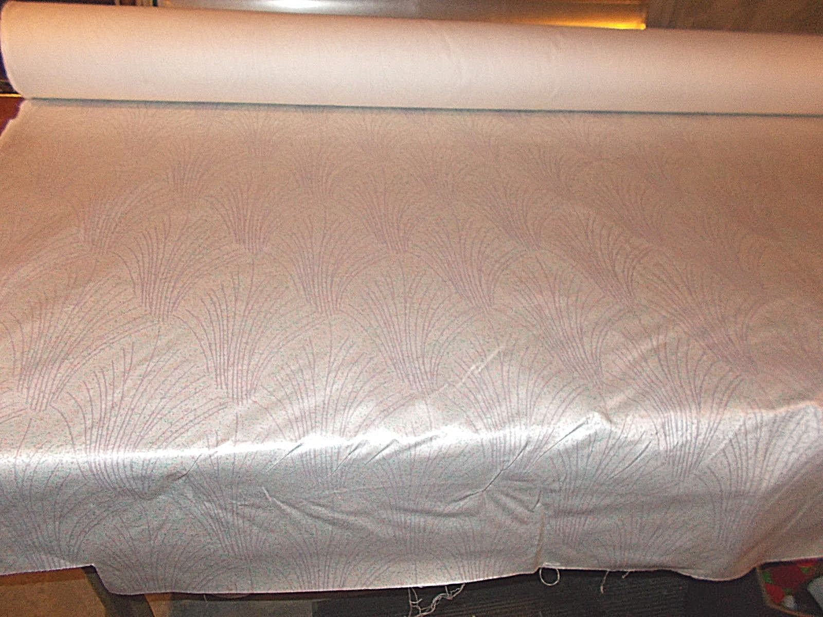ART DECO Upholstery DRAPERY Heavy FABRIC CONTEMPORARY off white teal lavnender
