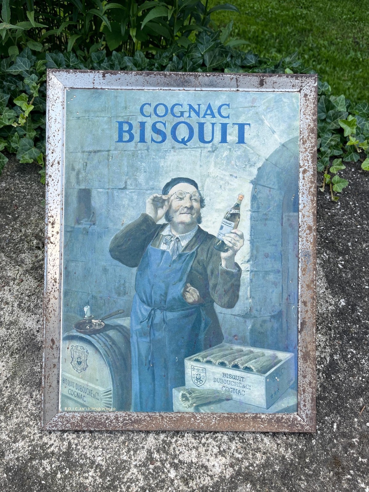Antique French Cognac Bisquit Advertising c.1910–1920 S.G.I.C. Léopold Verger