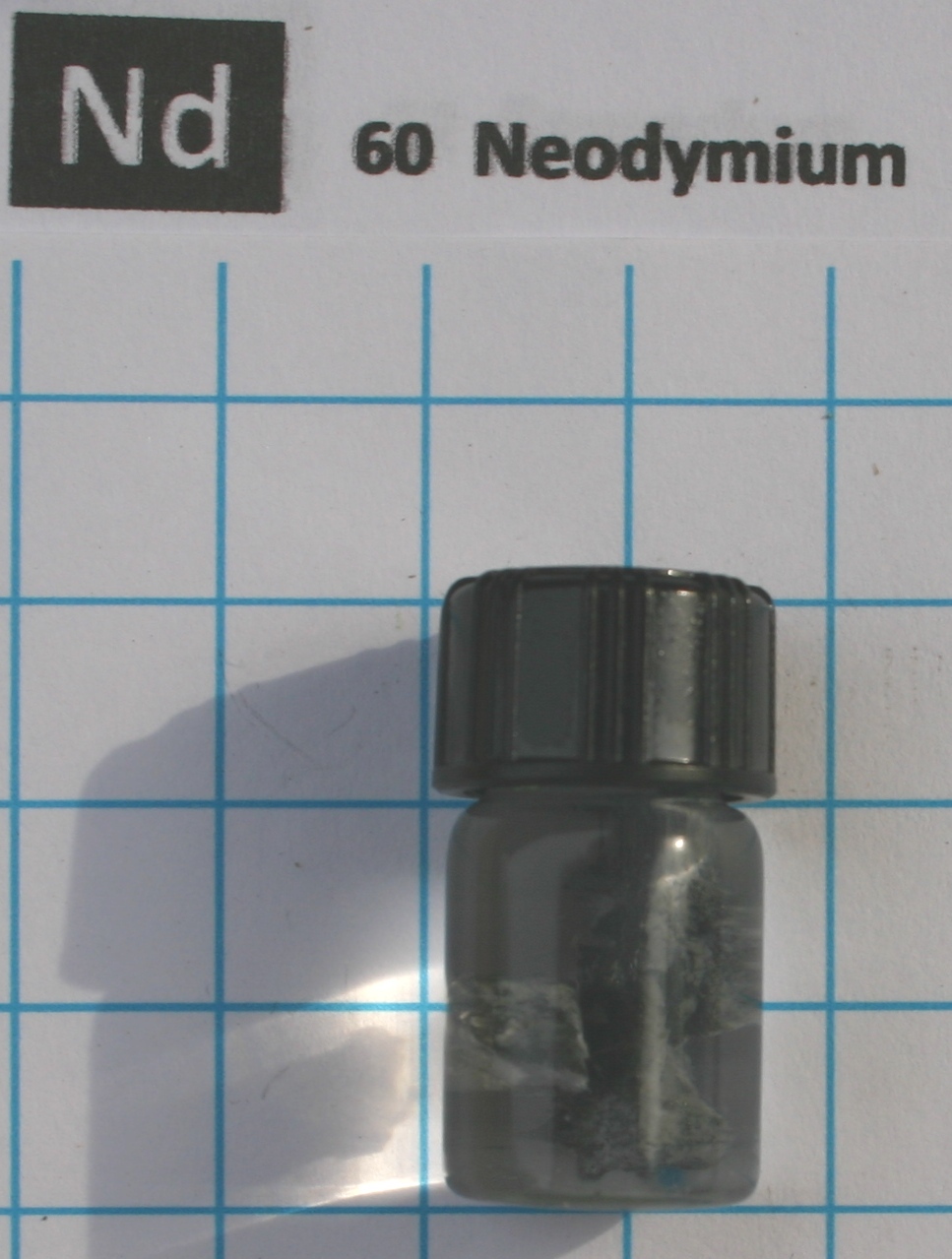 1 gram 99.3% Neodymium metal pieces in glass vial element 60 sample