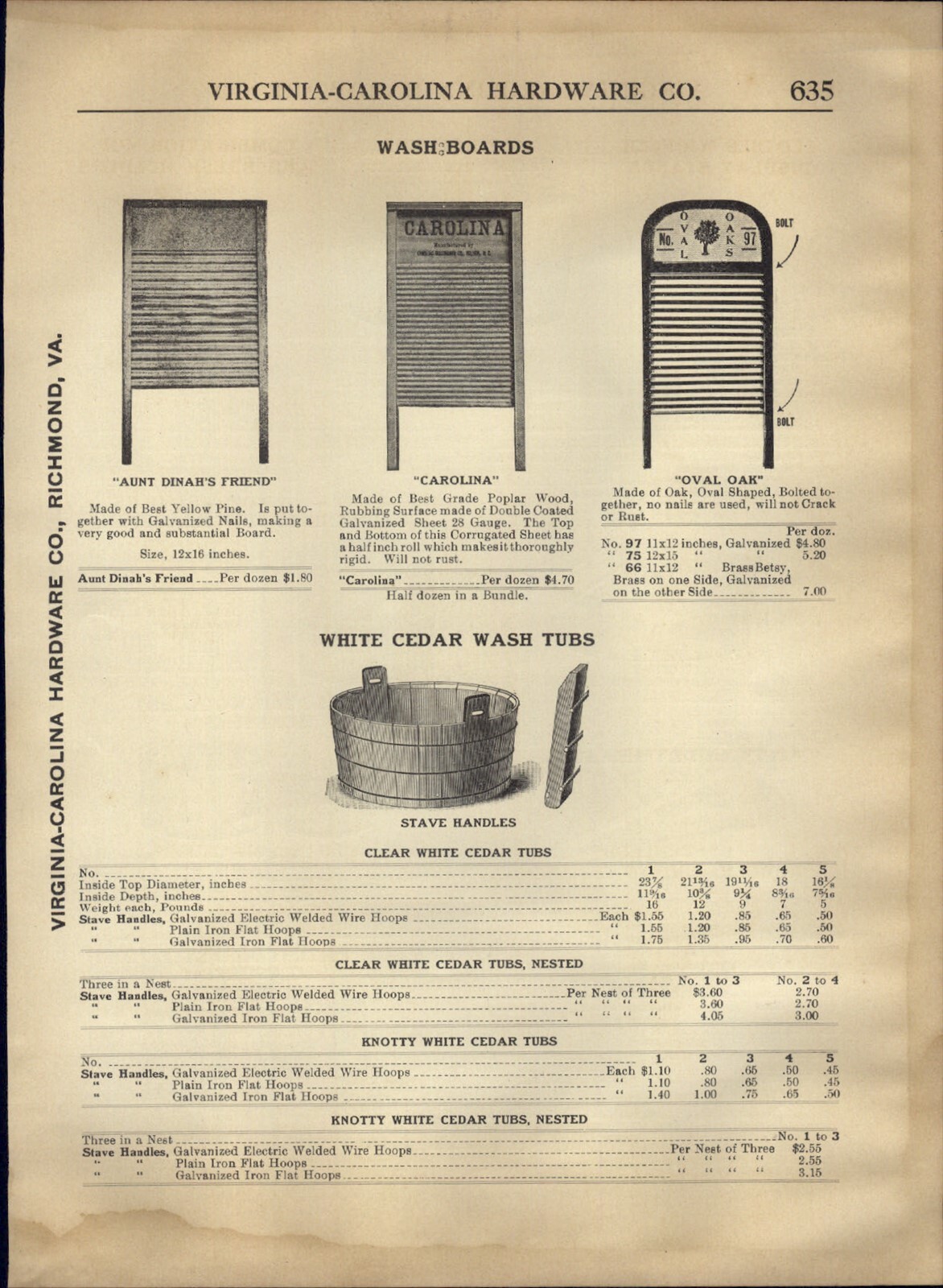 1910s PAPER AD Washboards Cedar Wash Tub Virginia Dry Measure Galvanized Iron
