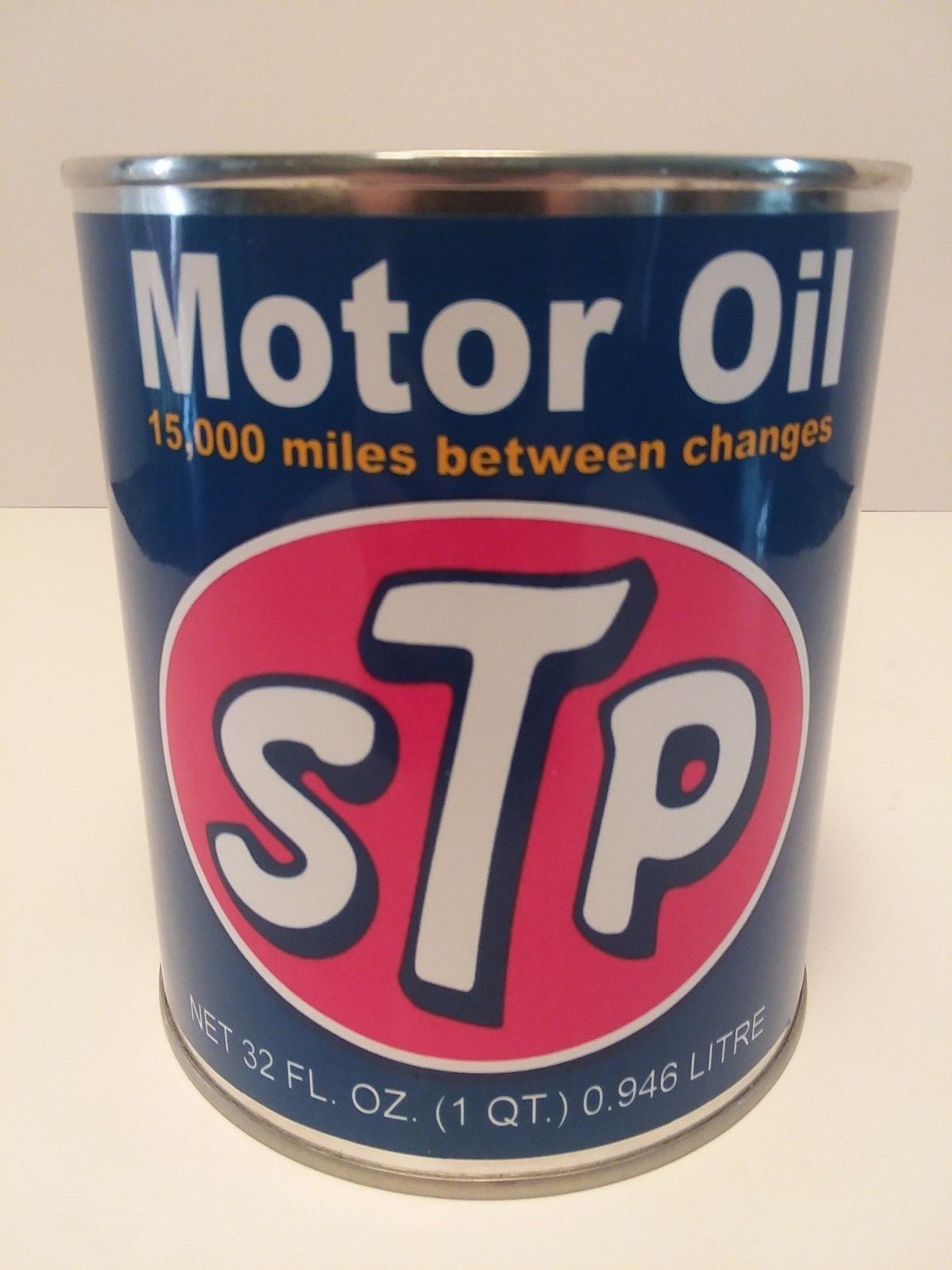 Vintage STP Motor Oil Can 1 qt. -(Reproduction Tin Collectible)