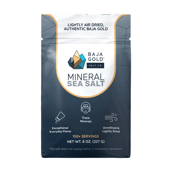 Baja Gold Mineral Sea Salt – 8 Oz. Resealable Bag Free Ship