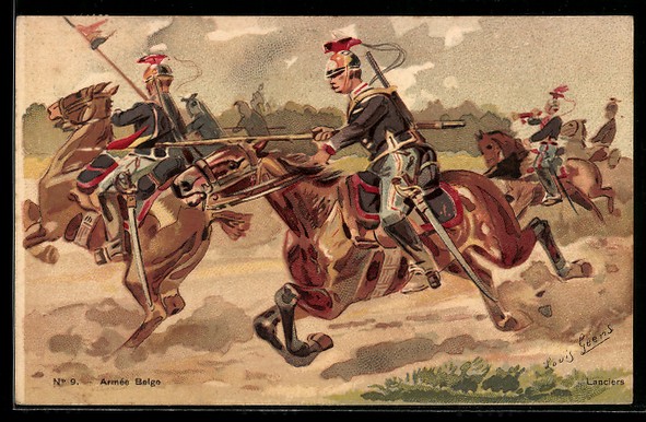 Armée Belge, Lanciers, Postcard 1907