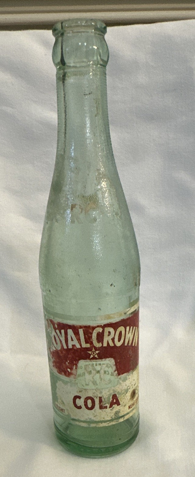 Royal Crown Cola RC Green Glass Soda Bottle Red-White Label 1982 Original