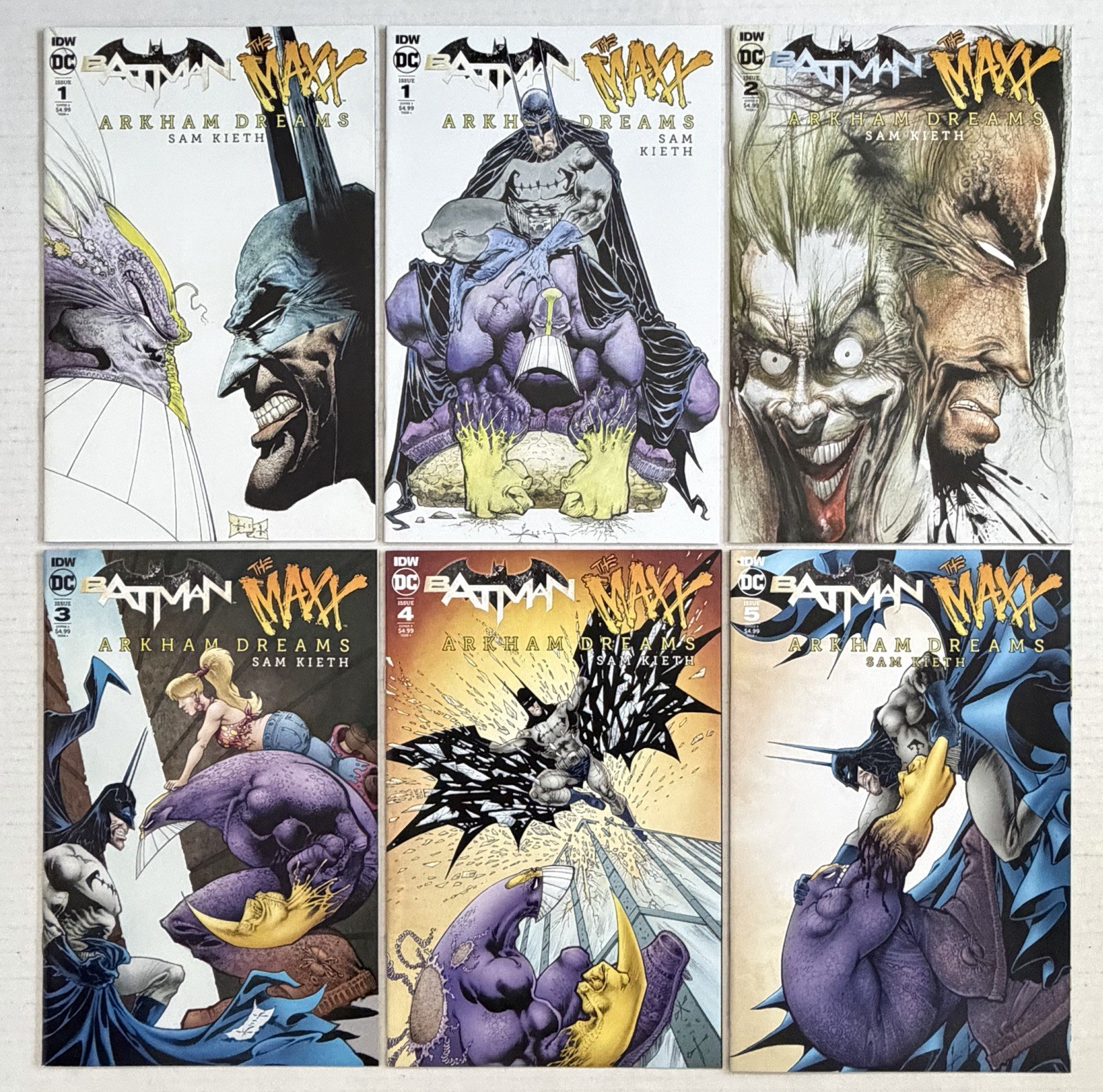 BATMAN THE MAXX ARKHAM DREAMS #1-5 FULL SET SAM KIETH VARIANT 2018 IDW DC NM/MT