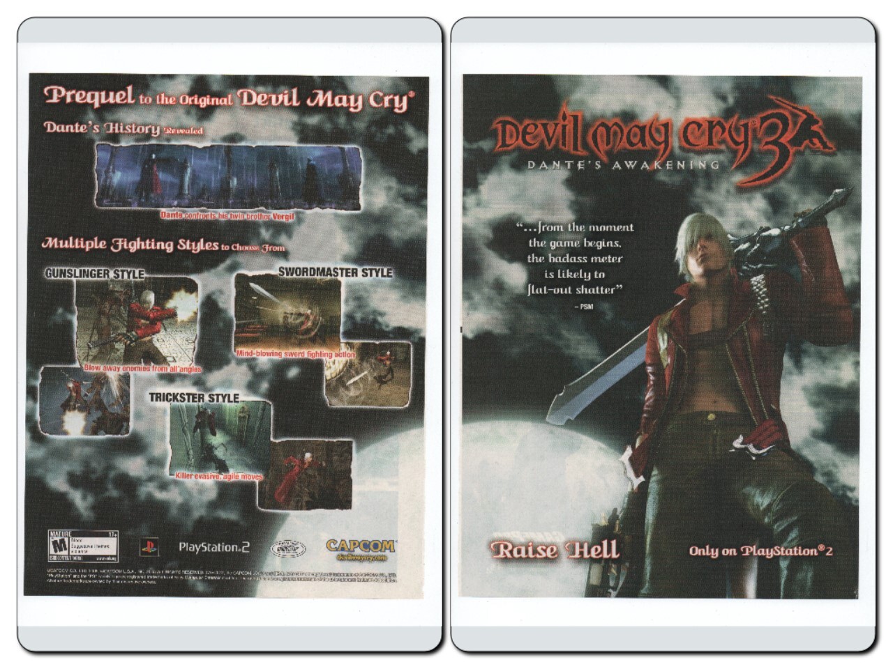 Devil May Cry 3 Raise Hell Playstation 2 Capcom – 2005 Video Game 2PG PRINT AD