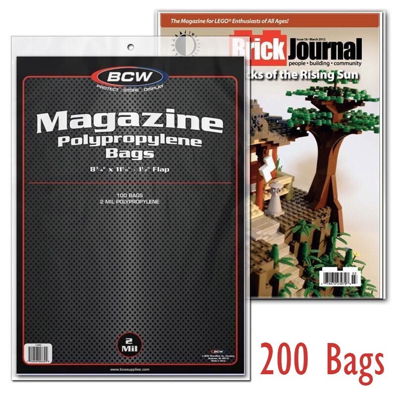 200 Magazine Poly Bags Safe Storage 2 Mil High Quality Holders By BCW
