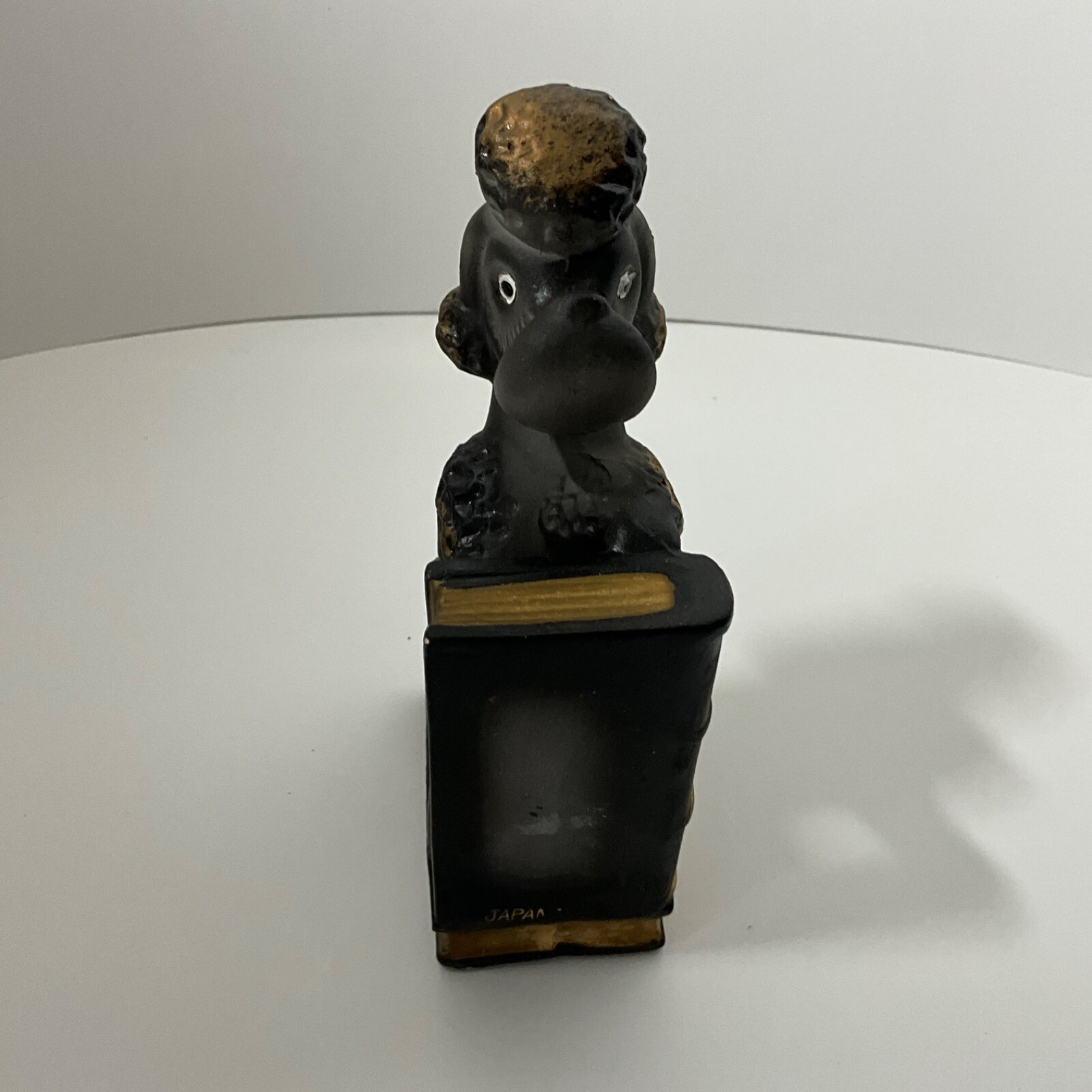 VINTAGE Ceramic Black Poodle Dog Bookend SINGLE 1950s Pen Holder Japan Kitsch