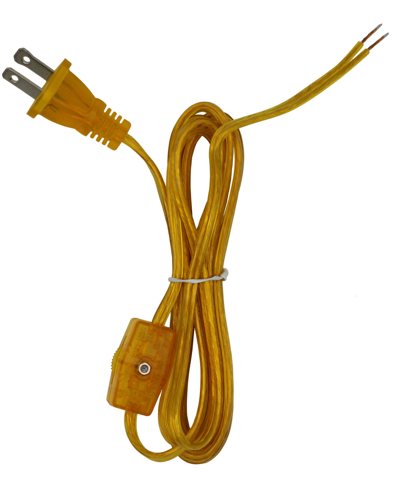 Lamp Cord With Rotary Switch, Polarized Plug, Stripped Ends Ready for Wiring