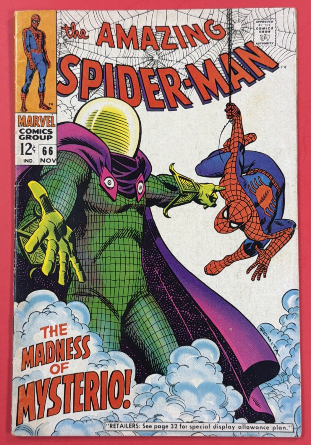 AMAZING SPIDER-MAN #66 (MARVEL 1968) LEE AND ROMITA STORY | MYSTERIO APPEARANCE