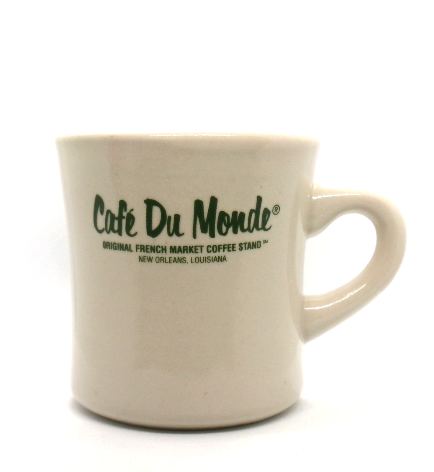 Cafe Du Monde Coffee Mug New Orleans Diner Cup Green Writing Heavy VTG