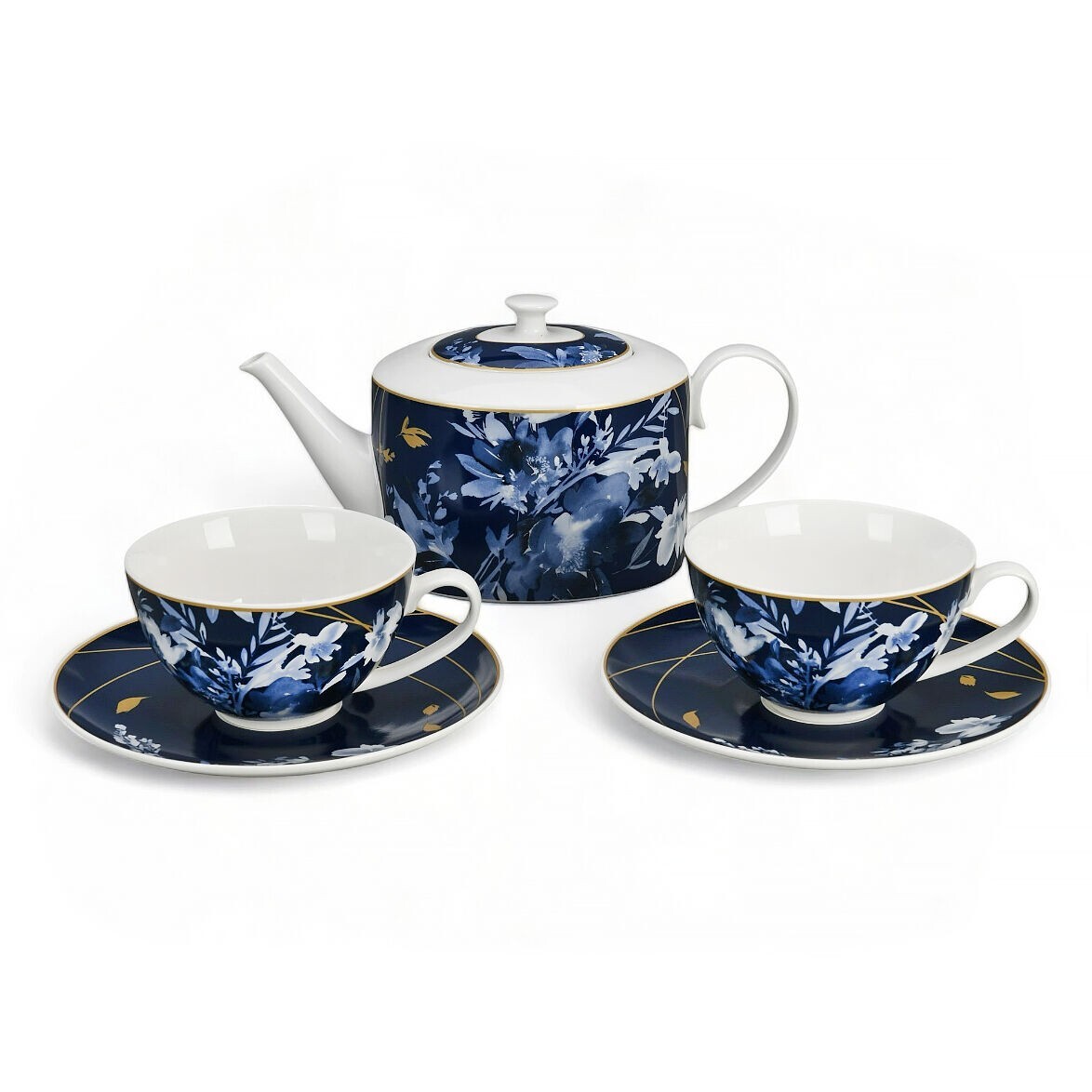 STPGOODS Mizuki Porcelain Teapot and Teacup Set for 2 Persons, Tea Gift Set