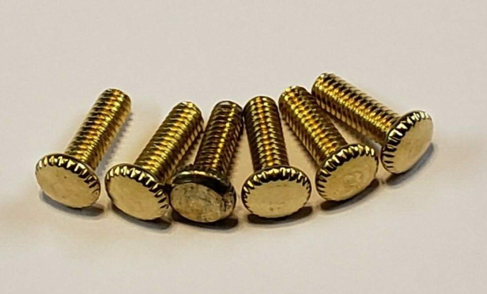 SET OF 6 SHADE SCREWS 1/2″ BRASS PLATED 8/32 THREAD LAMP PART NEW 57002J