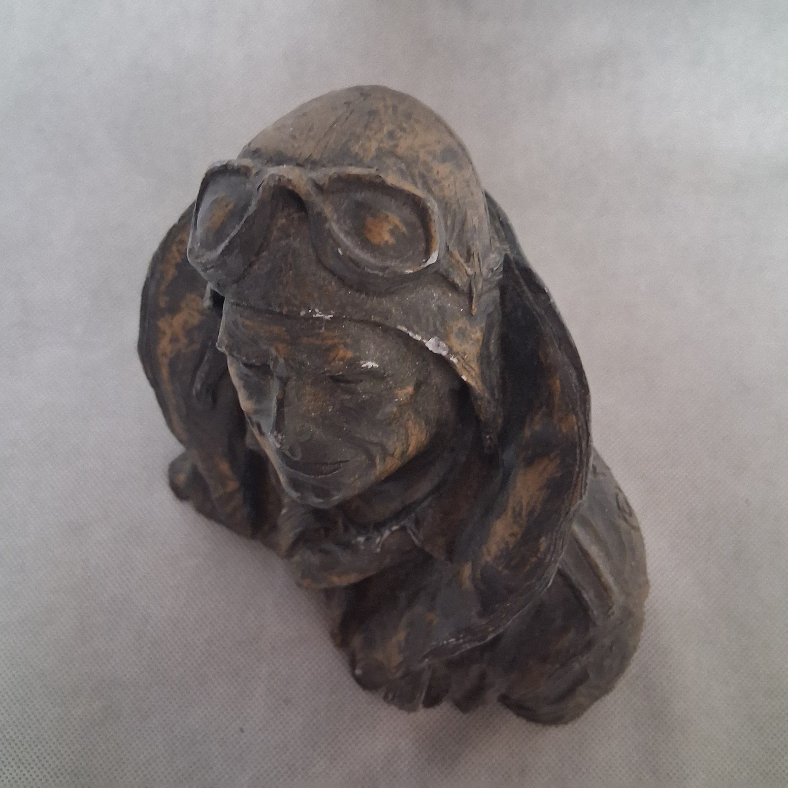 Michael Garman 1973 “Flying Leather” Bronze Bust Sculpture – Chipped