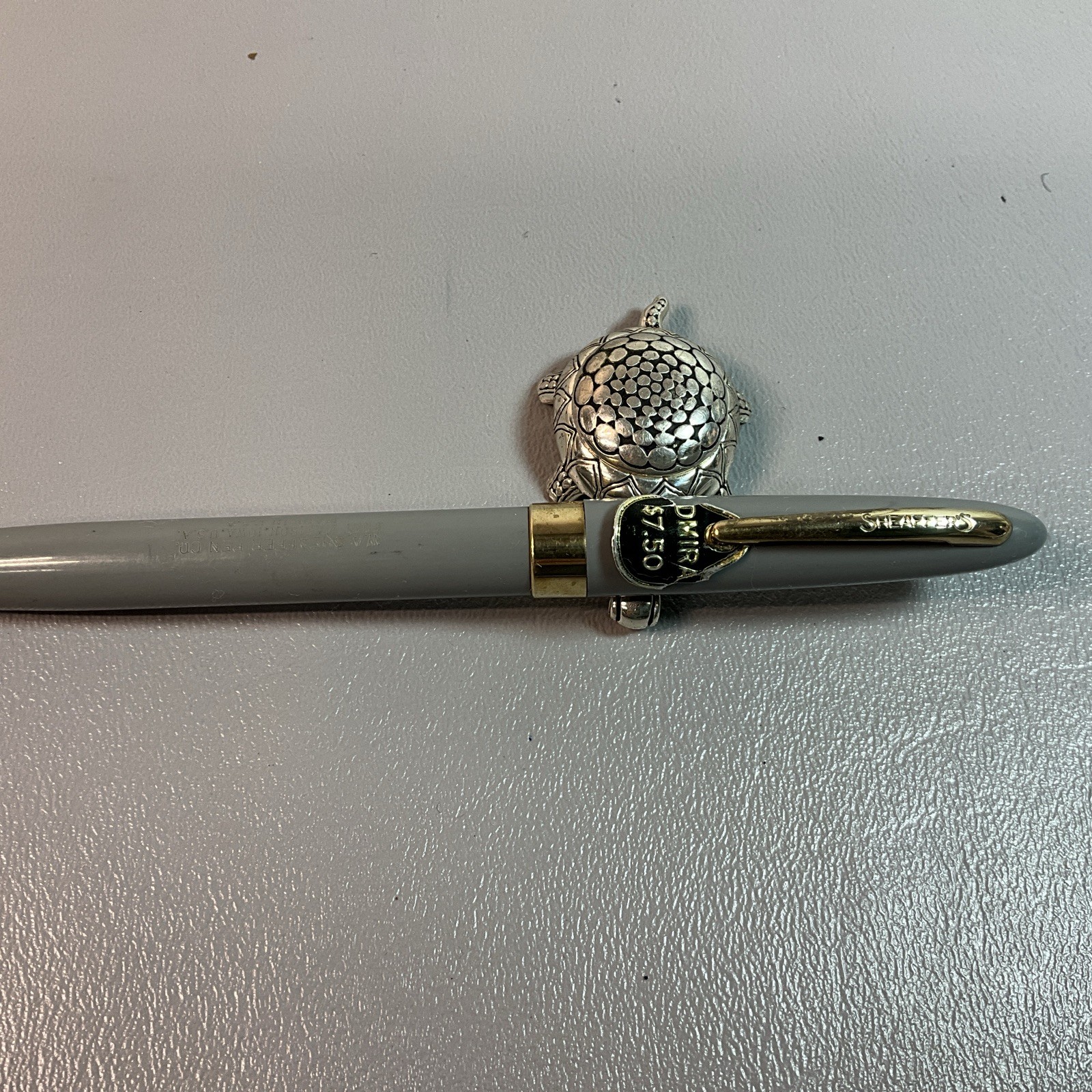 SHEAFFER ADMIRAL, (NEVER USED). BATTLESHIP GRAY. 5.5 IN. NIB 5 GOLD PLATED(S1225