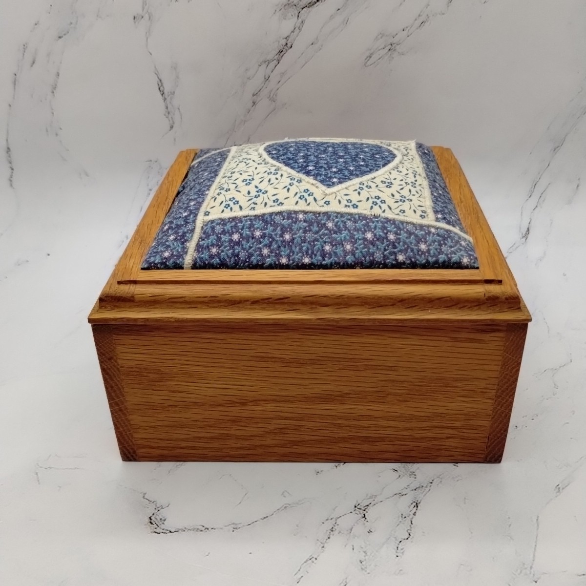 Puffy Quilted Heart Lidded Wooden Keepsake Trinket Box Country Cottagecore Decor