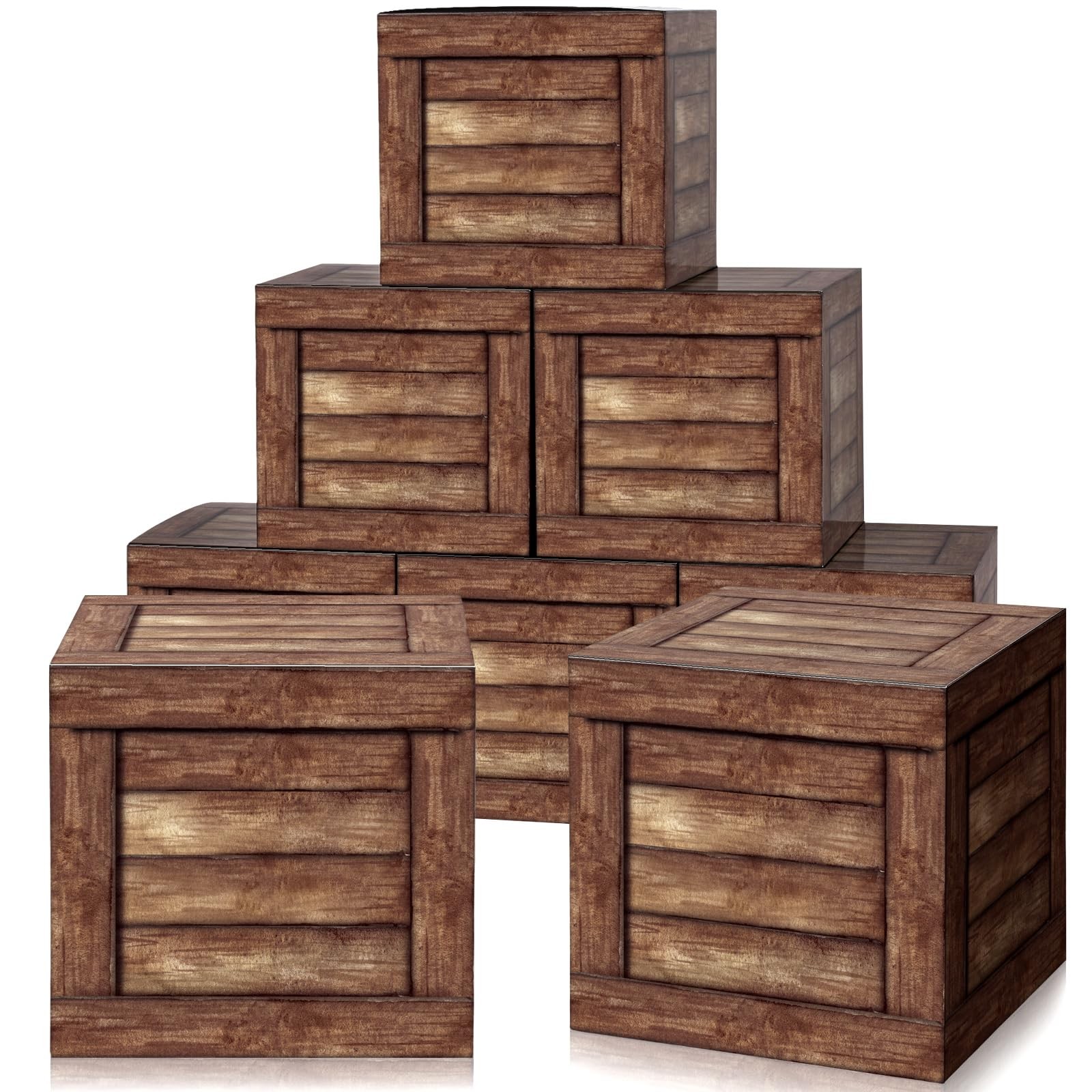 6 Pcs Western Cowboy Party Decorations Box Wood Grain Boxes Decor Fake Wood B…