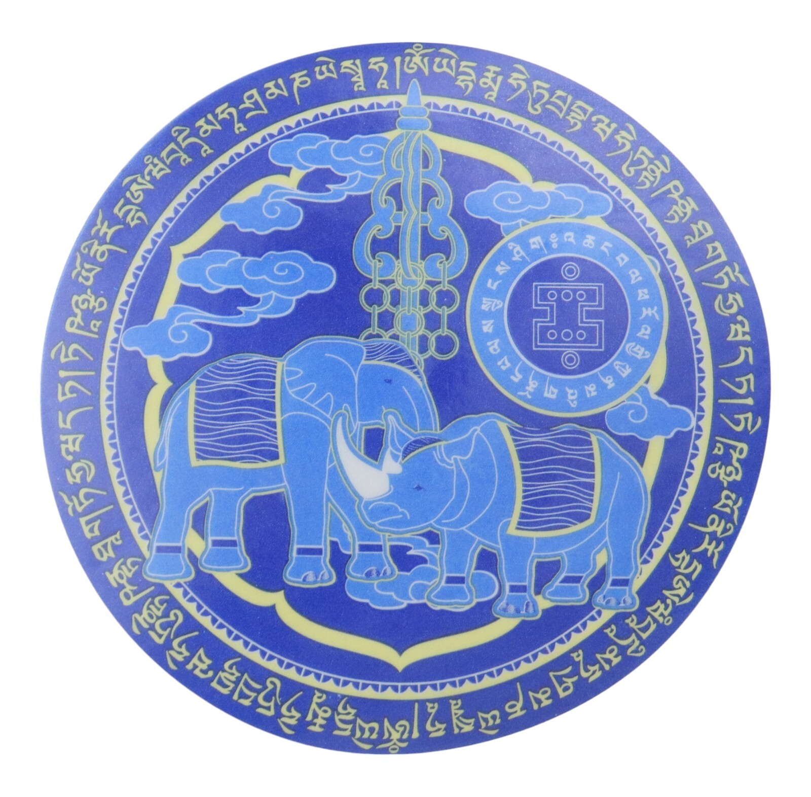 Feng Shui Elephant and Rhinoceros w/ Ksitigarbha Staff Window Sticker 2024