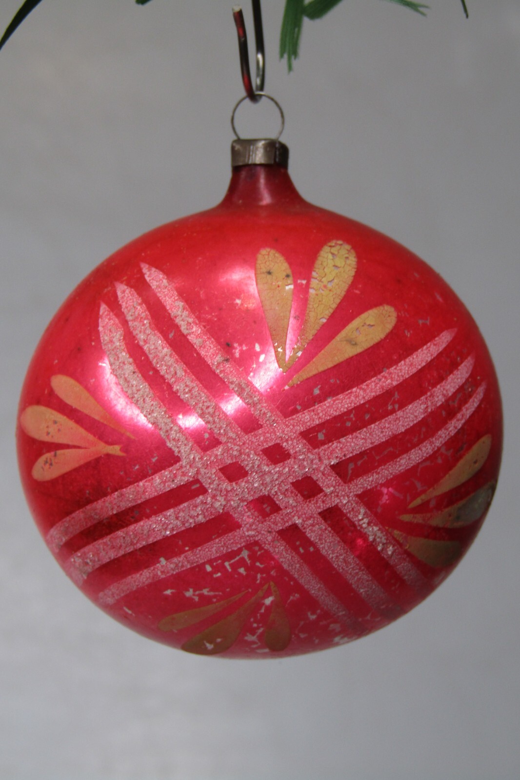 Antique Vintage Blown Glass Stencil Pictured BALL Christmas Ornament Germany