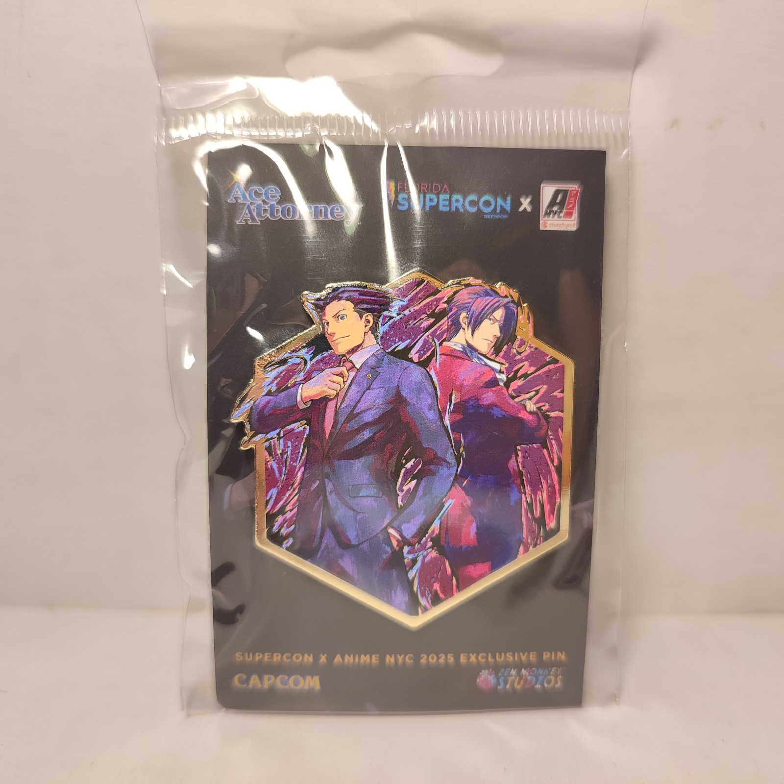 Ace Attorney Phoenix Wright & Miles Edgeworth Back To Back Limited Edition Pin