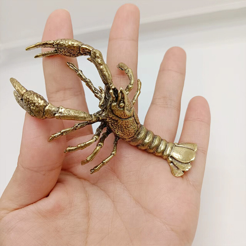 Brass Lobster Statue Animal Statue Ornament Toy Home Office Decoration Gift